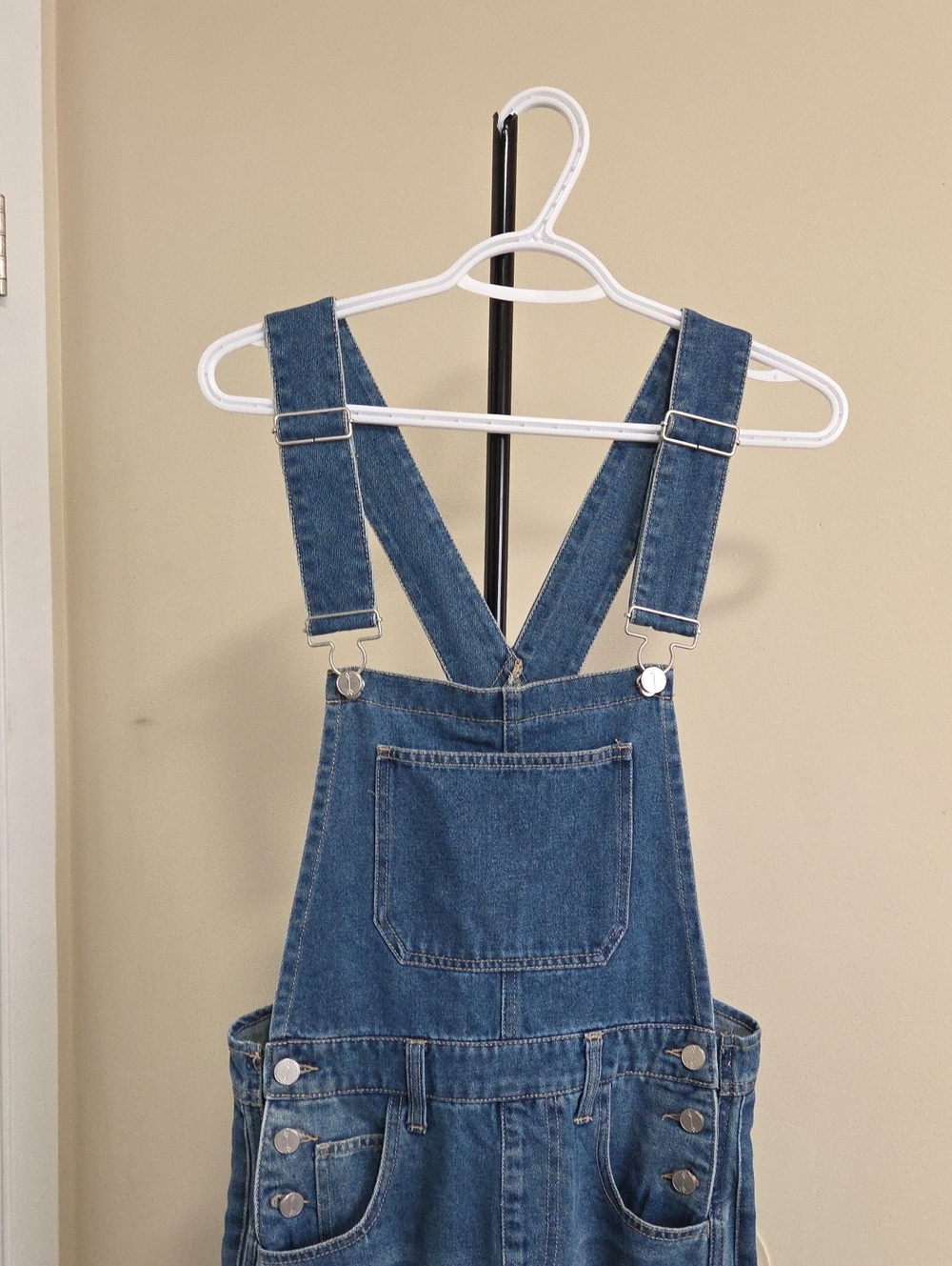 Ban.Jara Blue Denim Barrel Leg Overalls Adjustable Strap Casual Utility Jumpsuit - Picture 3 of 9